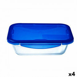 Hermetic Lunch Box Pyrex Cook&go 30 x 23 cm 3,3 L Rectangular Blue Glass (4...