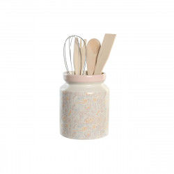 Pot for Kitchen Utensils DKD Home Decor Pink Metal White Dolomite MDF Wood 12...
