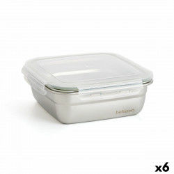 Hermetic Lunch Box Bidasoa Theo 18,3,5 x 18,3 x 6,8 cm Silver 1,2 L Metal