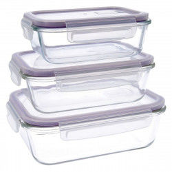 Set of lunch boxes Quid Frost (3 pcs) Transparent Glass 3 Pieces