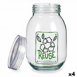 Blik Reuse Glas Gennemsigtig 1,8 L 13 x 20,8 x 13 cm (4 enheder)