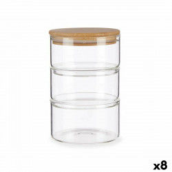 Set of Stackable Hermetically-sealed Kitchen Containers Transparent Bamboo...