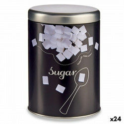 Barattolo Zucchero Nero Metallo 1 L 10,5 x 15 x 10,5 cm (24 Unità)