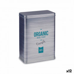 Cereal Dispenser Organic Grey Tin 12 x 24,7 x 17,6 cm (12 Units)