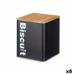 Biscuit and cake box Black Metal 13,7 x 16,5 x 14 cm (6 Units)