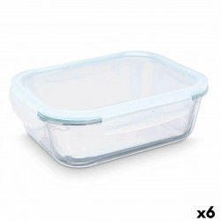 Lunch box Transparent Silicone Borosilicate Glass 2,2 L 27 x 9 x 22 cm (6 Units)