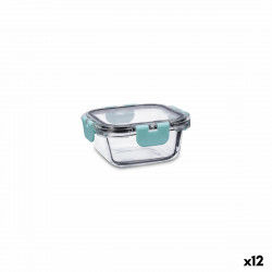 Hermetic Lunch Box Quid Purity Squared 310 ml Transparent Glass (12 Units)