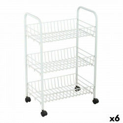 Vegetable trolley Confortime White Metal 3 Shelves 40 x 26 x 62 cm (6 Units)
