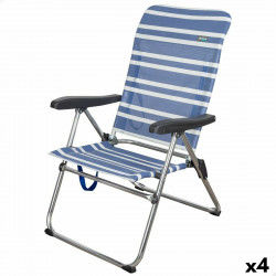 Chaise de Plage Aktive Mykonos Bleu 47 x 93 x 63 cm (4 Unités)