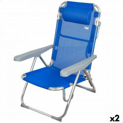Chaise de Plage Aktive Pliable Bleu 48 x 90 x 60 cm (2 Unités)