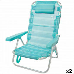 Chaise de Plage Aktive Pliable Turquoise 48 x 84 x 46 cm (2 Unités)