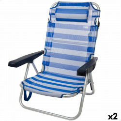 Beach Chair Aktive Foldable Cushion White Blue 48 x 84 x 46 cm (2 Units)