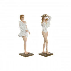 Dekorativ figur Home ESPRIT Hvid Beige Dame Middelhavet 8 x 6,5 x 24,5 cm (2...
