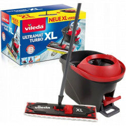 Mop with Bucket Vileda Ultramat Turbo XL Black Red Microfibre