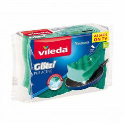 Tampon à récurer Vileda Glitzi Pur Active Vert Polyuréthane 60 x 4 x 90 cm (2...