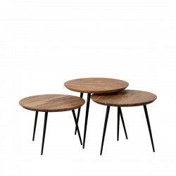 Set of 3 tables Wood Metal Iron Acacia 50 x 50 x 45 cm
