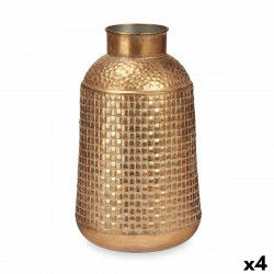 Vase Golden Metal 22,5 x 39,5 x 22,5 cm (4 Units) With relief
