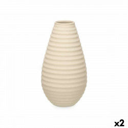 Vaso Beige Ceramica 22 x 44 x 22 cm (2 Unità) Righe
