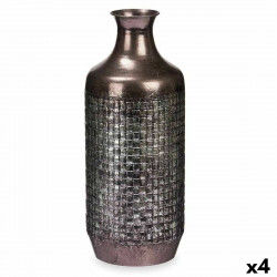Vase Silver Metal 16 x 42 x 16 cm (4 Units) With relief