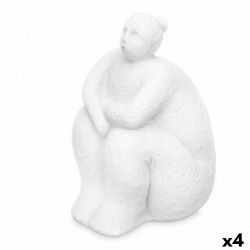 Figurka Dekoracyjna Biały Dolomite 18 x 30 x 19 cm (4 Sztuk) Kobieta Na siedząco