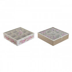 Box for Infusions Home ESPRIT White Pink Metal Crystal MDF Wood 24 x 24 x 6,5...