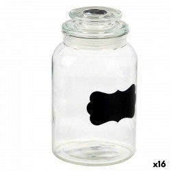 Jar Transparent Glass 1,2 L 12 x 21 x 12 cm (16 Units) With lid Sticker