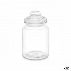 Jar Transparent Glass 900 ml (12 Units) With lid