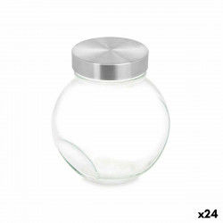 Bocal à biscuits Transparent verre 700 ml (24 Unités) Avec couvercle Inclinable