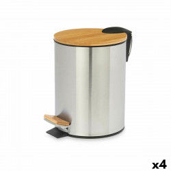 Pedal bin Brown Silver Bamboo Stainless steel 5 L (4 Units)