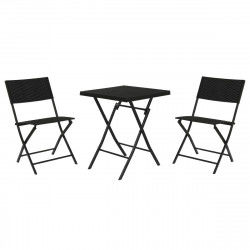 Table set with 2 chairs Home ESPRIT Black Steel synthetic rattan 58 x 58 x...