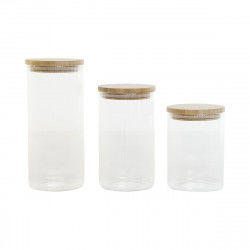 3 Tubs Home ESPRIT Transparent Silicone Bamboo Borosilicate Glass 10 x 10 x...