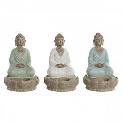 Dekorativ figur Home ESPRIT Hvid Grøn Turkisblå Buddha Orientalsk 12 x 12 x...