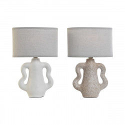 Lámpara de mesa Home ESPRIT Blanco Beige Gres 40 W 220 V 22 x 22 x 34 cm (2...