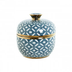 Tibor Home ESPRIT Blue Golden Aluminium Porcelain 18,5 x 18,5 x 20 cm