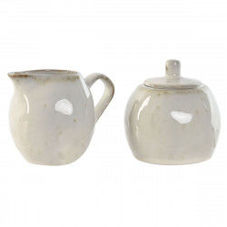 Milk jug and sugar bowl Home ESPRIT White Stoneware 2 Pieces 9 x 9 x 10 cm