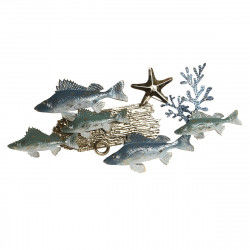 Vægdekoration Home ESPRIT Blå Gylden Middelhavet Fisk 100 x 5 x 46 cm