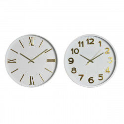 Zegar Ścienny Home ESPRIT Biały Złoty PVC 30 x 4 x 30 cm (2 Sztuk)