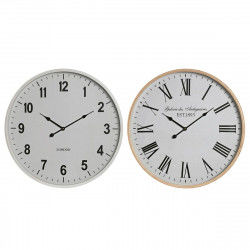 Wall Clock Home ESPRIT White Crystal MDF Wood 53 x 6 x 53 cm (2 Units)