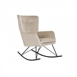 Rocking Chair Home ESPRIT Black Beige Polyester Metal 68 x 90 x 92 cm