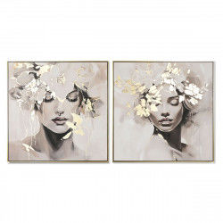 Painting Home ESPRIT Flowers 82,3 x 4,5 x 82,3 cm (2 Units)