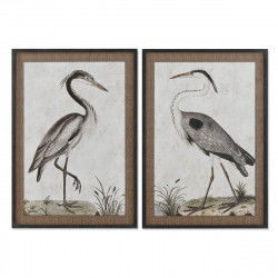 Painting Home ESPRIT Bird Oriental 70 x 4 x 100 cm (2 Units)