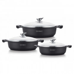 Pot with Glass Lid Royalty Line BR1006 Black 6 Pieces