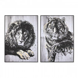 Painting DKD Home Decor 103 x 4,5 x 143 cm Tiger Colonial (2 Units)