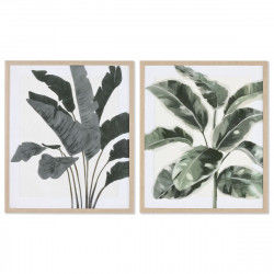 Painting Home ESPRIT Leaf of a plant Scandinavian 52,8 x 2,5 x 62,8 cm (2 Units)