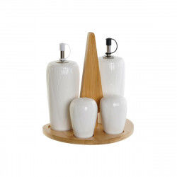 Condiment Set DKD Home Decor White Natural Bamboo Porcelain 18 x 15 x 20 cm 5...