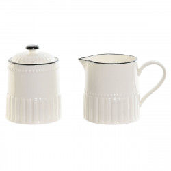 Milk jug and sugar bowl Home ESPRIT White Black Porcelain 250 ml 12 x 7,7 x...
