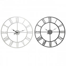 Wall Clock Home ESPRIT White Black Metal 60 x 3 x 60 cm (2 Units)