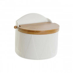 Portasale con Coperchio DKD Home Decor Bianco Naturale Bambù Porcellana 12 x...