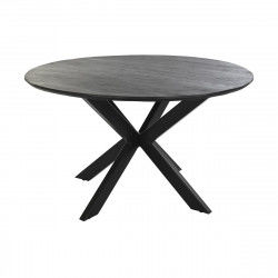 Dining Table DKD Home Decor Black Metal Mango wood 130 x 130 x 76 cm