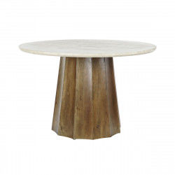 Dining Table DKD Home Decor Brown Black Beige Marble Mango wood 120 x 120 x...